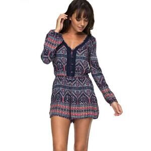 Roxy Feed The Rhythm Romper Long Sleeve Size Small
